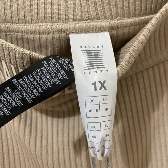 Savage x Fenty Essential Heavy Ribbed Biker Shorts Elastic Waist Taupe Sz 1X NWT - Picture 4 of 7